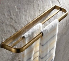 Antique Brass Wall Mounted Bathroom Double Towel Bar Rack Holder Kba173