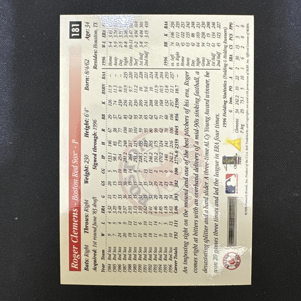 1997 Score - #181 Roger Clemens - Image 2 of 4