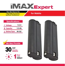 2x 7.2V 1.5Ah NiCd battery for Makita 7000, 7002, 7033, 191679-9, 192532-2