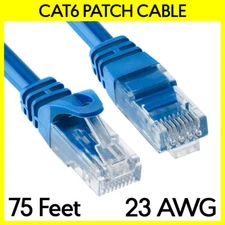 75 Feet Cat6 Cable Blue LAN Cat 6 Ethernet Patch Cord RJ45 Internet Modem Cable