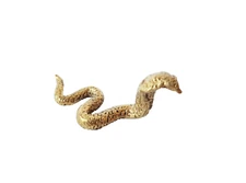 Gold Cobra Snake Figurine Brass Miniature Desk Decor Collect Protect Bag Carry