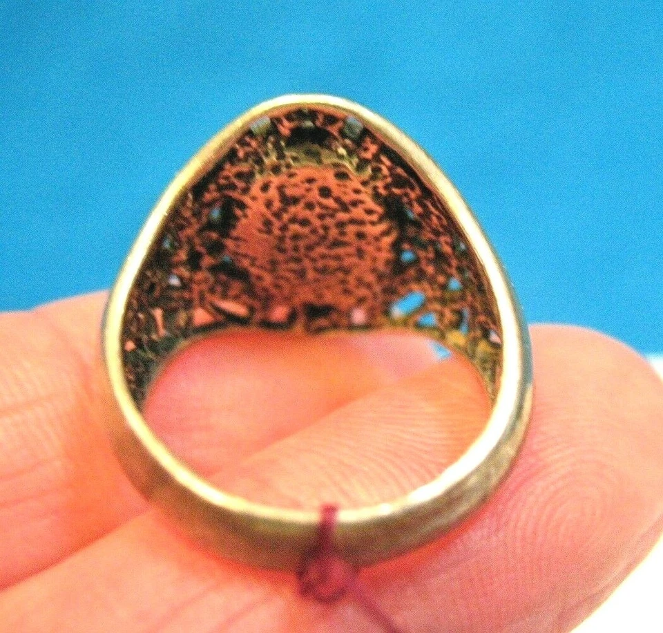 ANILLO PLATA ESTERLINA CORAL BANDA TALLA 5.5 FIRMADO M.G. 5,6 gramos Foto 3 de 3