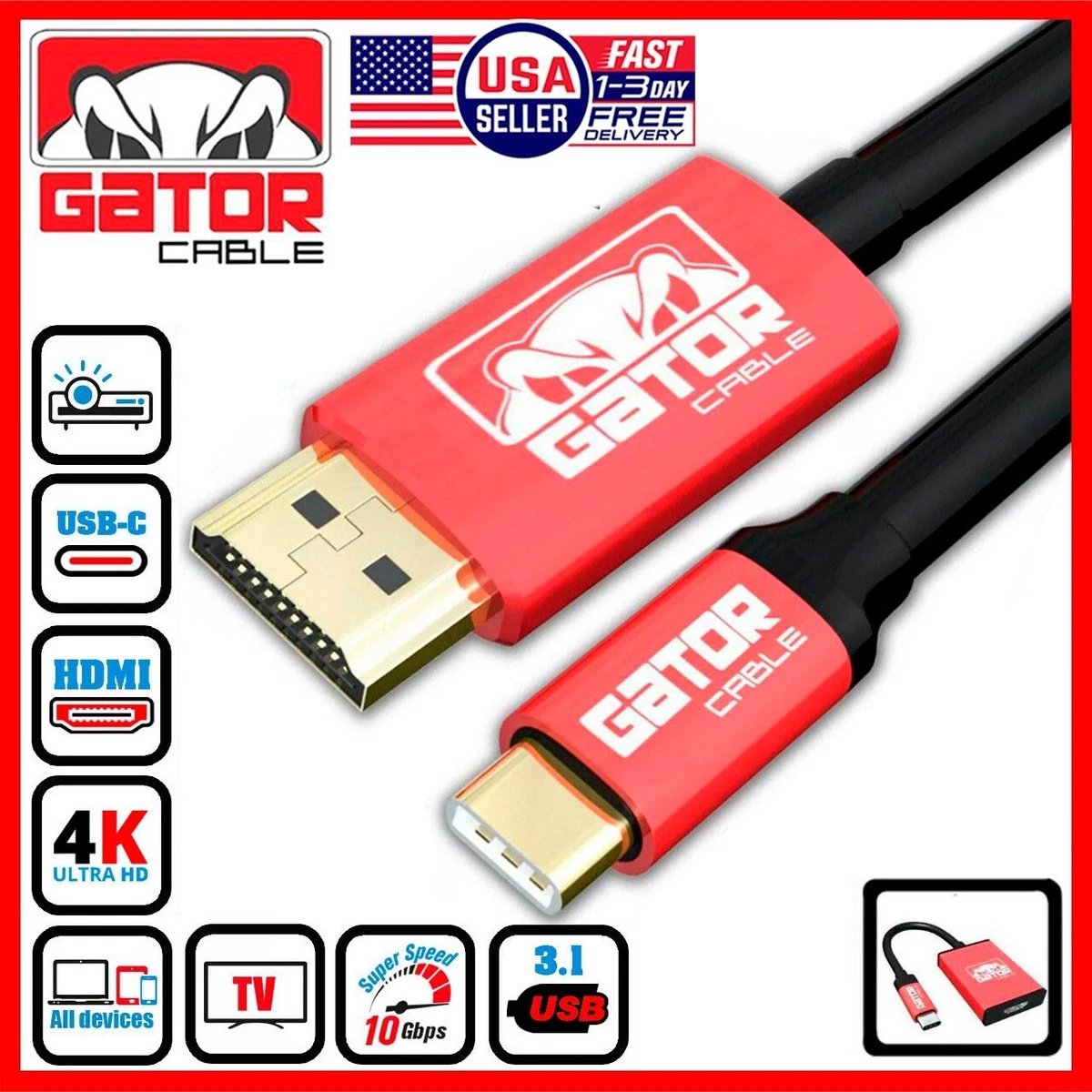 USB-C to HDMI Cable Adapter HDTV 4K 60Hz for Samsung LG MacBook Android  iPhone