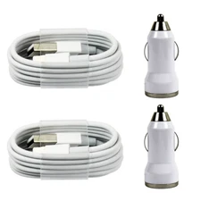 2 x Charging / Sync Kits - Cords + Car Chargers for iPhone 14 13 12 11 X 8 7
