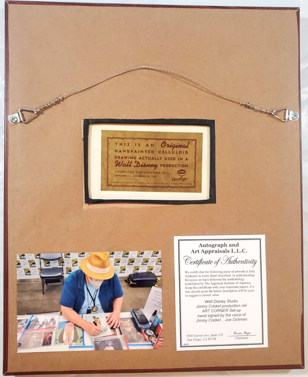 ジミニークリケット ☆ 絵画 💥 Jiminy Cricket Disney Original Production cel Art Corner Set Up