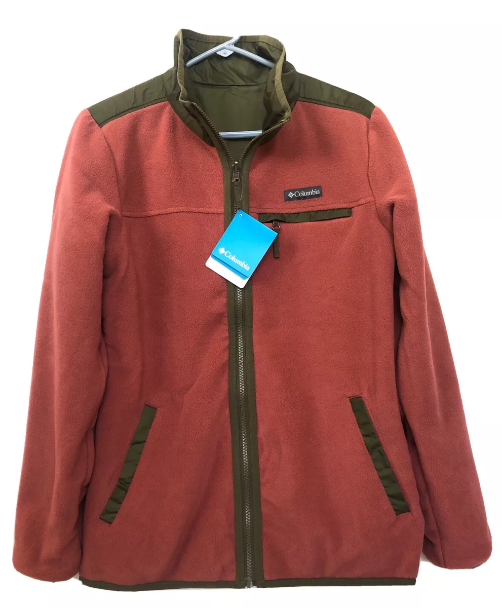 Columbia Reversible Fleece-Lined Jacket M Military Green/rust Red Double  Face$90