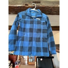 Columbia Kids Blue Buffalo Plaid Full Zip Fleece Jacket Size Medium 10/12