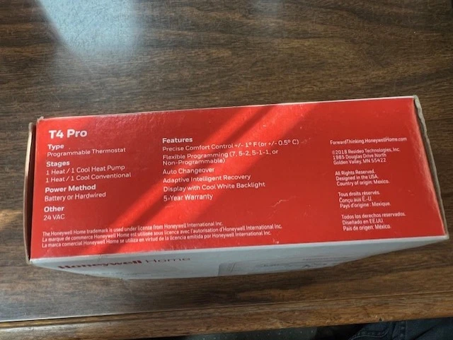 Honeywell Home ProSeries TH4110U2005 T4 Pro Programmable Thermostat HVAC - Image 2 of 2