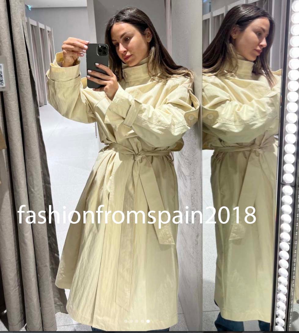 ZARA NEW WOMAN ZW COLL HIGH-NECK TRENCH COAT BELTED BUTTER S,M,L