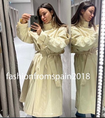 ZARA NEW WOMAN ZW COLL HIGH-NECK TRENCH COAT BELTED BUTTER S,M,L 0518/051/725