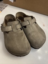 Birkenstock Boston Taupe Suede Soft Footbed Clog Shoes Women  s Size 37