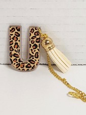 Leopard Print Letter "U" Keychain Charm  tassel Accent  trendy Accessory