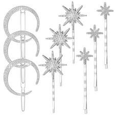 12Pcs Moon Star Hair Clips, Crystal Celestial Hair Accessories Vintage Rhines...