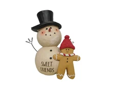"Sweet Friends" snowman with a gingerbread man - New by Blossom Bucket #13407
