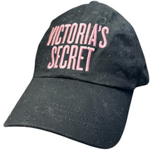 Victoria's Secret Hat Cap Black Unstructured Strapback Embroidered Adjustable