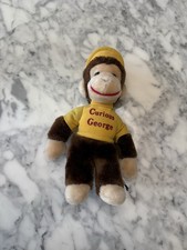 Curious George 12" Plush Doll Yellow Shirt Hat Vtg 80s Stuffed Toy