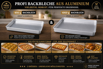Backblech Aluminium 600g & 1000g Ofenblech Backform Baklava Tepsi
