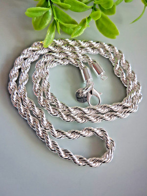 Halskette 925 Sterling Silber Seil Kette 52cm Lang Schmuck Geschenk