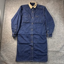 Vintage 90s Calvin Klein Long Sleeve Denim Button Dress USA Made Women's Small
