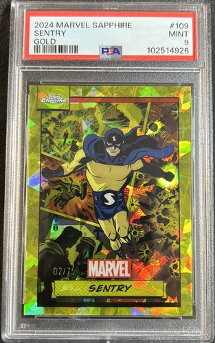 2024 Topps Chrome Marvel Sentry Yellow Sapphire /75 PSA 9 *ERROR*