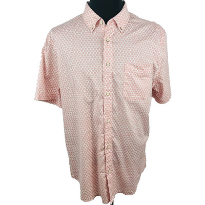 Faherty Short Sleeve Stretch Playa Shirt Men's XL Rose Fish scale print