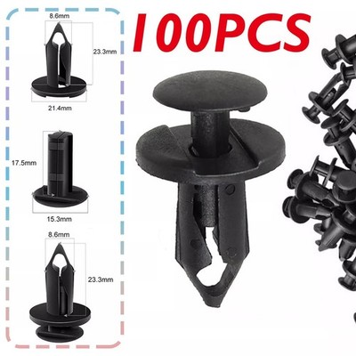 100PCS Plastic 8mm Bumper Clips Retainer Auto Car Rivets Fastener Fender Push