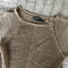 Lauren Ralph Lauren Women  s Beige Cable-Knit Pullover Sweater LARGE runs small