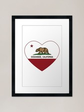 Oceanside California Love Heart Fra Framed Wall Art Poster Canvas Print Picture