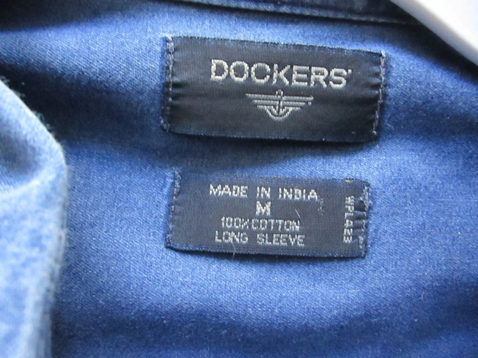 Camisa Dockers Para Hombre Mediana Azul Denim Manga Larga Abotonada Clásica Foto 3 de 4