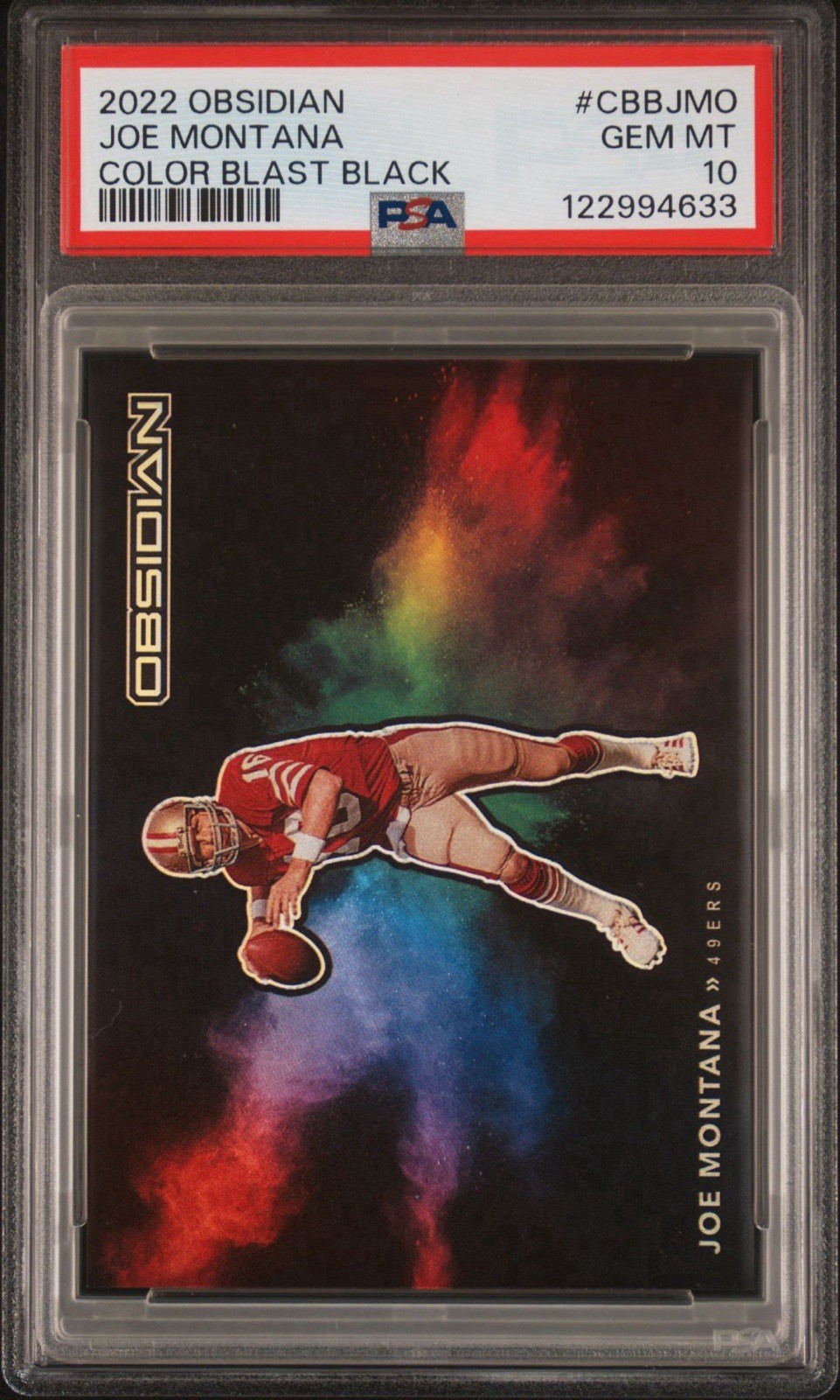 2022 Panini Obsidian - Color Blast Black Joe Montana #CBB-JMO