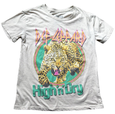 Def Leppard High N' Dry T Shirt XS Women Tan Rock Band Graphic Tee S/S Concert