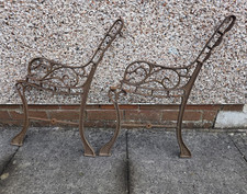 Pair Metal Scrollwork Garden Chair/Bench Side Frames Brown 120x90x30cm