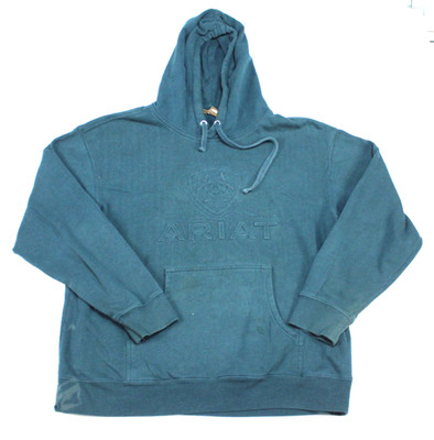 Ariat Men Blue Sweater Hooded Stains Long Sleeve 3-D Logo Casual Size Large