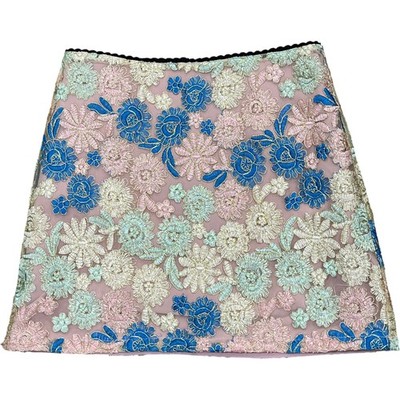 Sister Jane Dream Floral Embroidered Mini Skirt Women's M Pink Blue Multi (BFD)