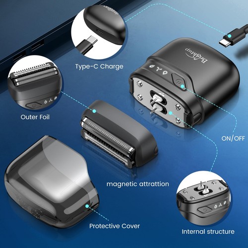 Afeitadoras de Viaje Compactas para Hombre, Mini Afeitadora Portátil de Lámina USB-C Recargable... - Imagen 8 de 8