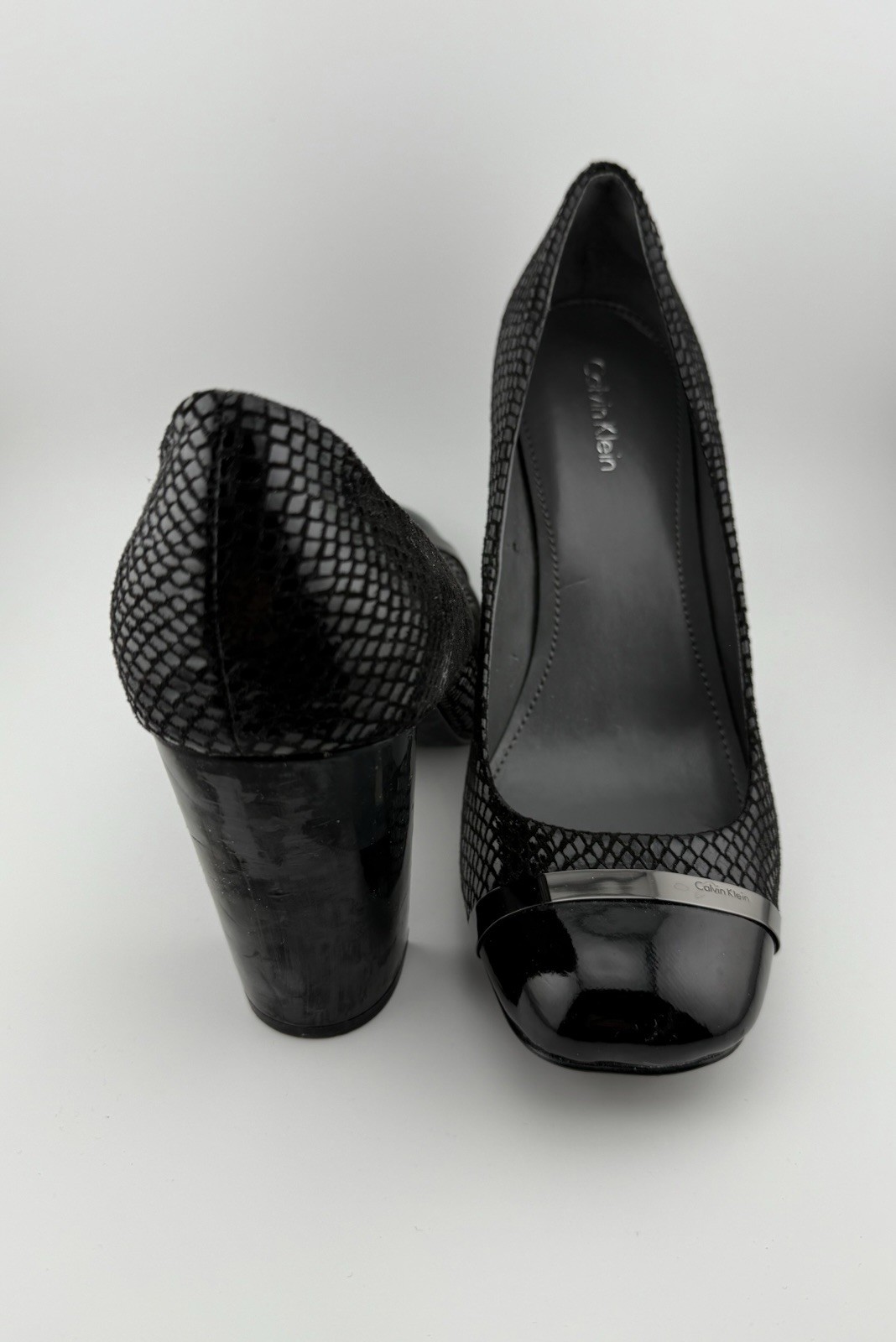Blaine Two Tone Black Snake Print/Patent Pumps 7.5 by Calvin Klein thumbnail 3