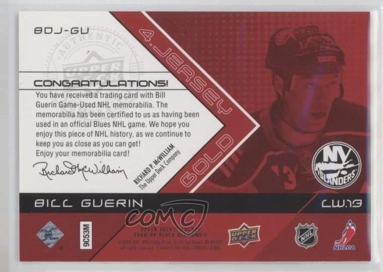 2008-09 Upper Deck Black Diamond Quad Jerseys Ruby /100 Bill Guerin #BDJ-GU - Image 2 of 2
