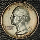 1954 Washington Quarter, Very Choice BU, Toned