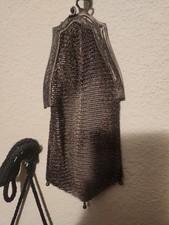 1900s-1920s Antique Silver Ladies Evening Chain Link Mesh Purse