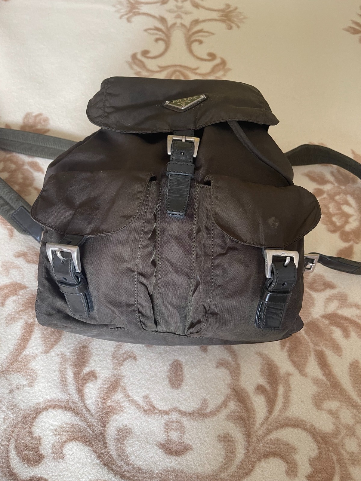 Zaino Prada Tessuto Nylon Marrone Borsa Vela