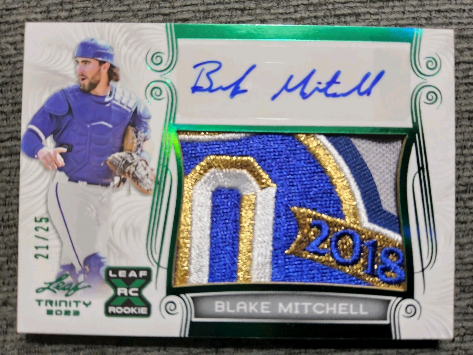 2023 Leaf Trinity XRC Blake Mitchell Auto 21/25! Awesome Patch! Royals Rookie!