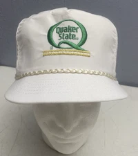 Vintage Quaker State Snapback Trucker Hat White Retro Embroider Logo Rope Cap