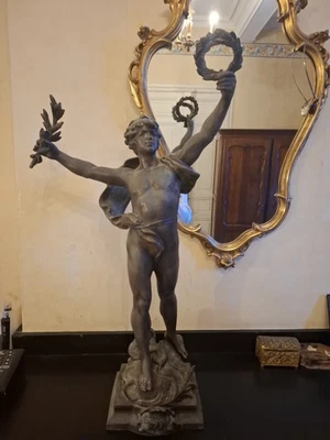 Grande sculpture XIXe signée Louis Moreau – Salon des Beaux-Arts – Régule –... - Photo 1/4