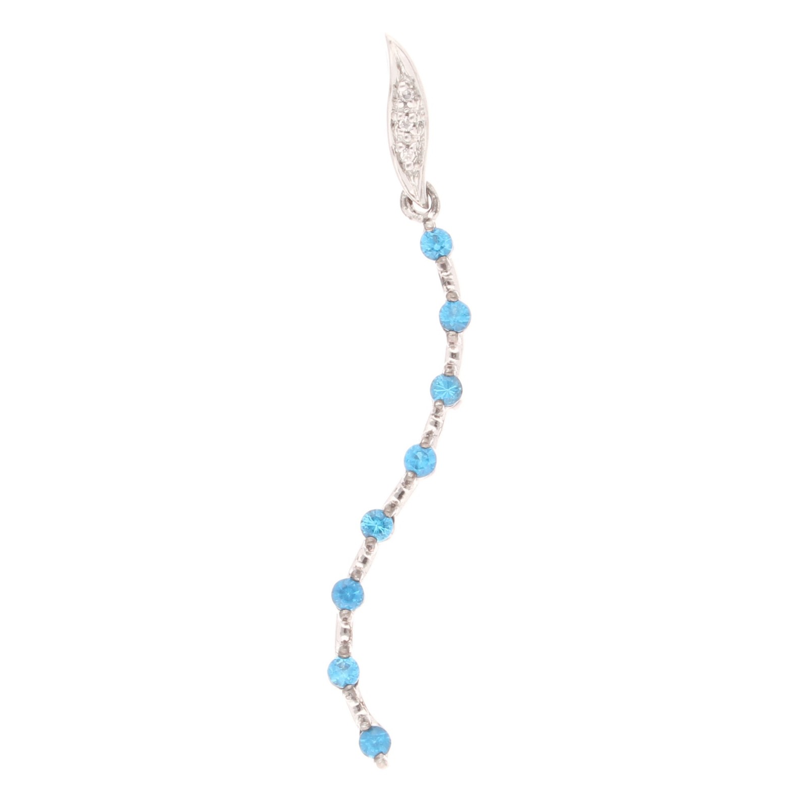 9Carat White Gold Blue & White Diamond Pendant (10x47mm)