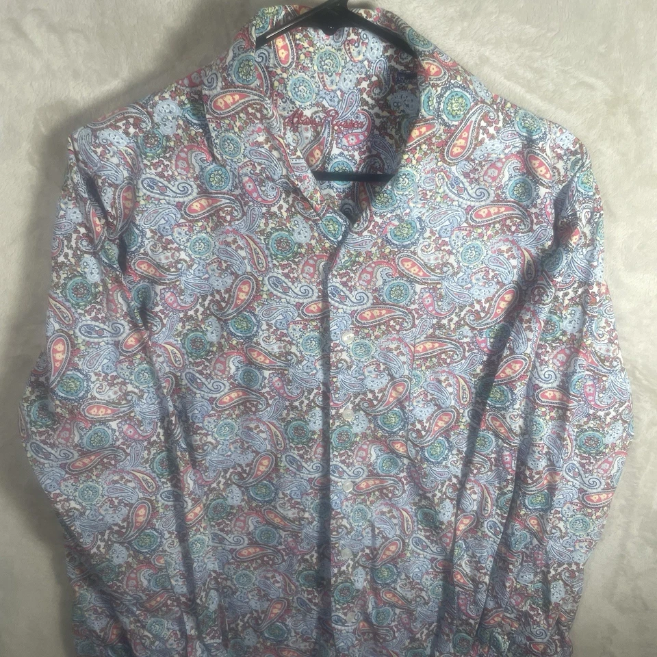 Camisa Alan River Adulto Grande Azul Rojo Cachemira Floral Para Hombre 2599 Foto 3 de 4