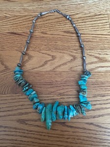 HUGE TURQUOISE NUGGET STERLING SILVER NECKLACE  - aL18