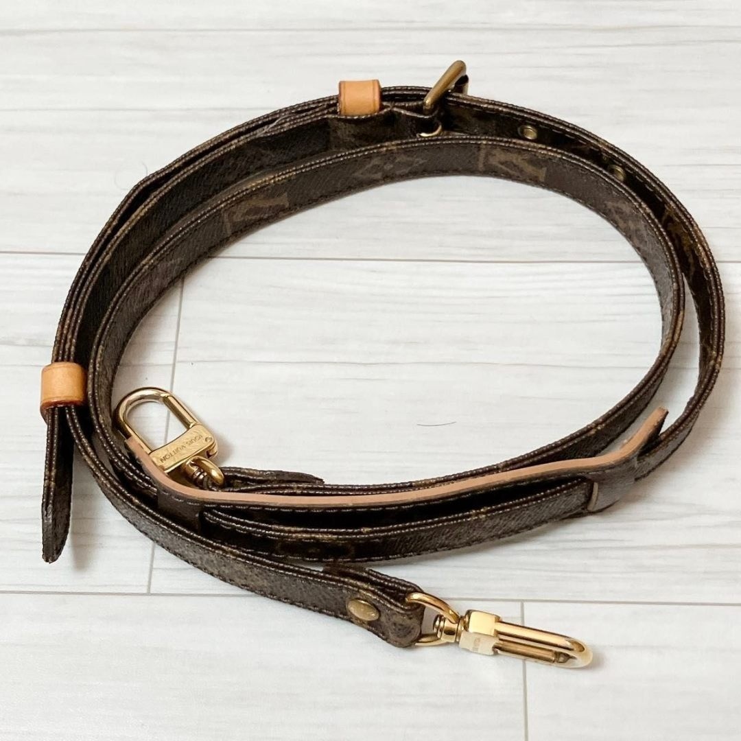 Louis Vuitton Belt Ladies Monogram Shoulder Strap PVC Leather Brown Gold 117cm thumbnail 13