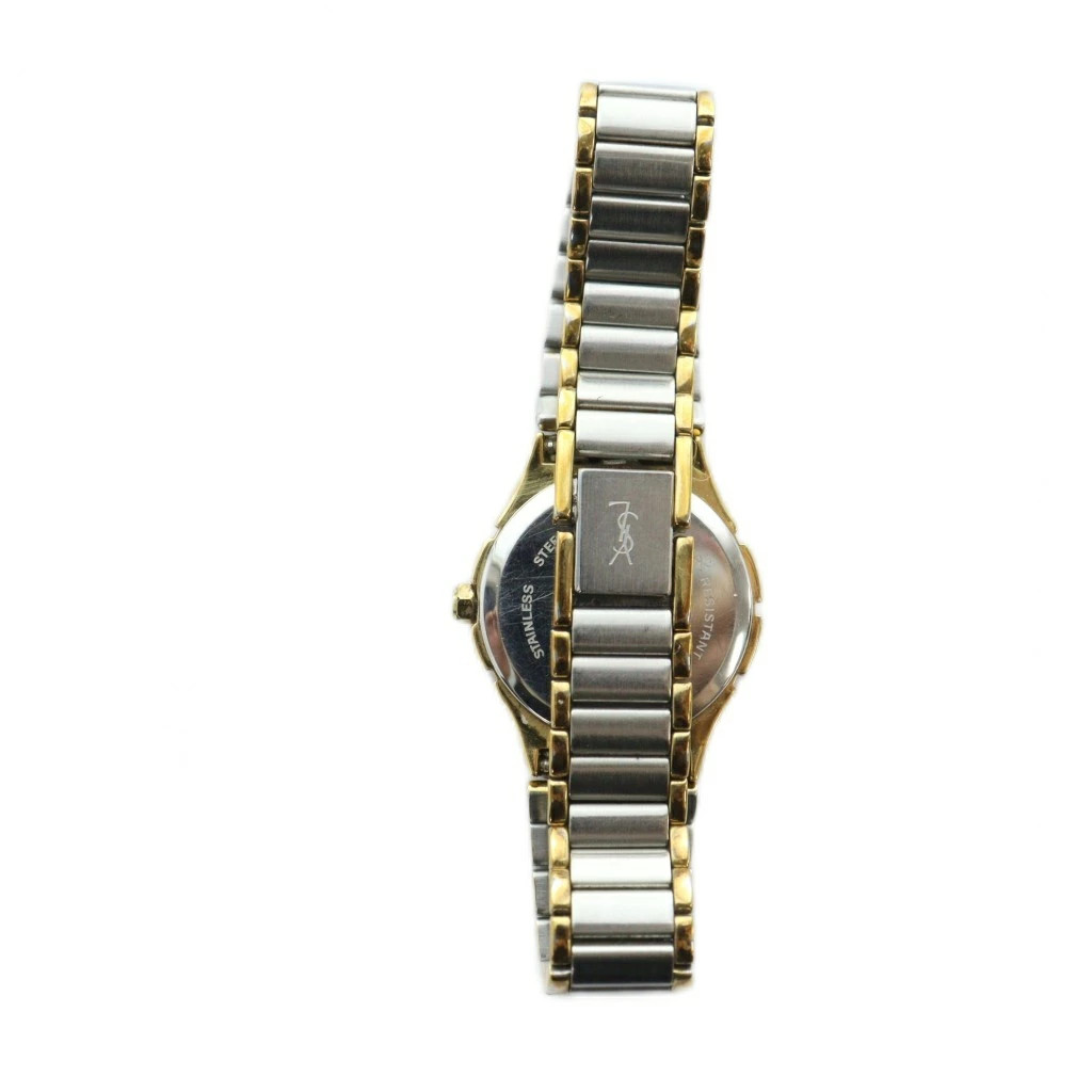 Yves Saint Laurent 375265 Women's Quartz Watch Silver Gold 25mm Used thumbnail 3