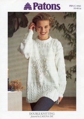 Paton's Pattern PBN C 4961 Damen DK Zopfmuster Bommel Motiv gemusterte Tunika 30/40''