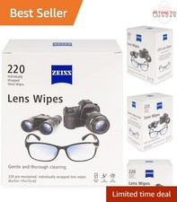 Lens Wipes White 220 Count Unscented for Glasses Cameras Binoculars